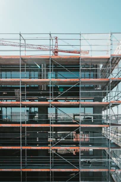 scaffolding along a building